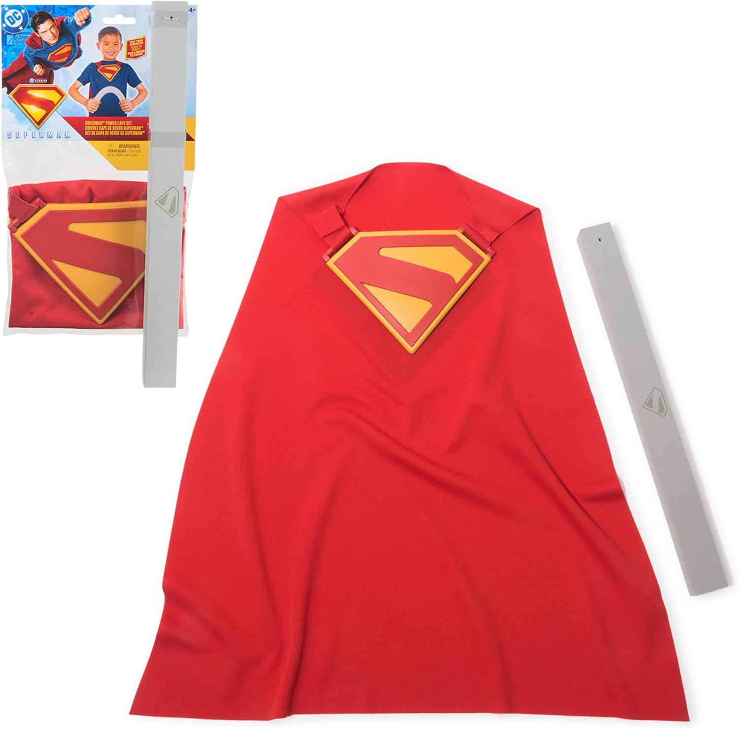 DC Comics, Superman Power Cape Set, Super Heroes Special Occasion Costume for Kids with Iconic Chest Plate, Dress-Up and Roleplay for Ages 4 and Up image number 2