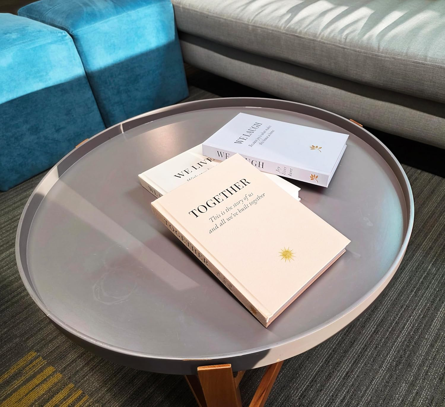 Helba Decorative Linen Book Set &ndash; Neutral Stacked Books for Shelf Decor, Family-Inspired Faux Covers with Blank Pages &ndash; Modern Accent for Coffee Table or Living Room (Set of 3) image number 2