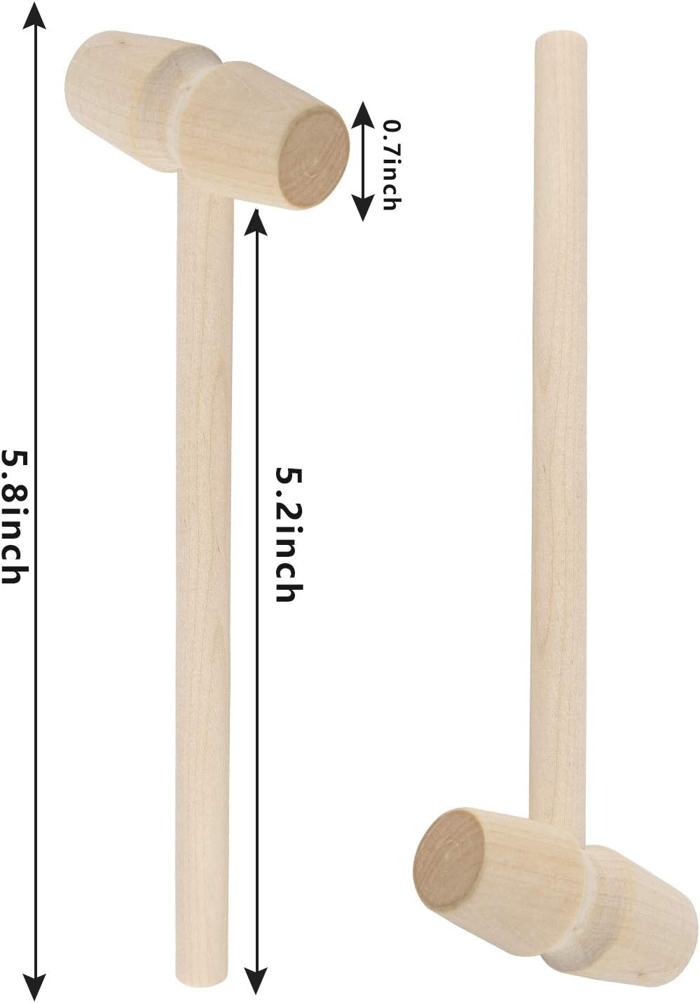 TOYMIS 10Pcs Wooden Crab Mallets Seafood Shellfish Hammers Dessert Making Mallet for Cracking Chocolate Seafood Shell, Small Wooden Mallets image number 1