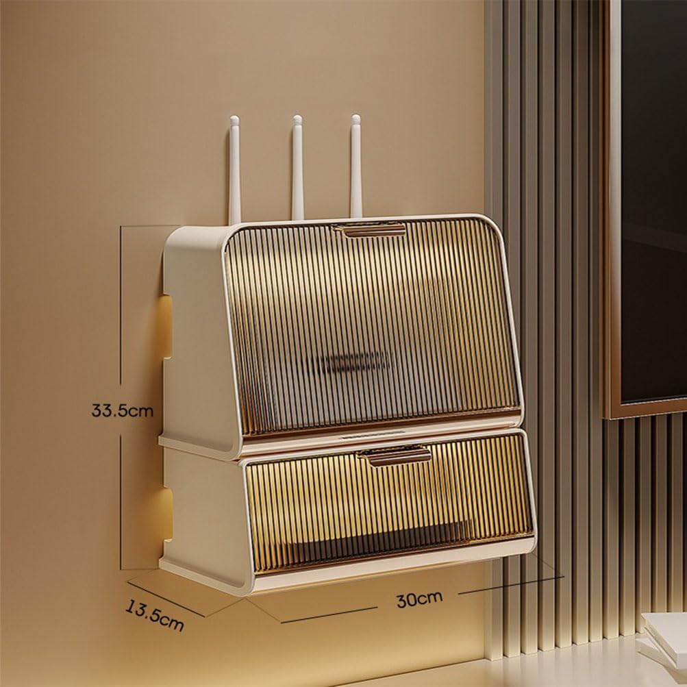 Router Storage Box Router Shelf Wall Mount Wifi Router Storage Box Wire Storage Box Power Socket Storage Box Cord Hider Box to Conceal Power Strips on Desk or Floor