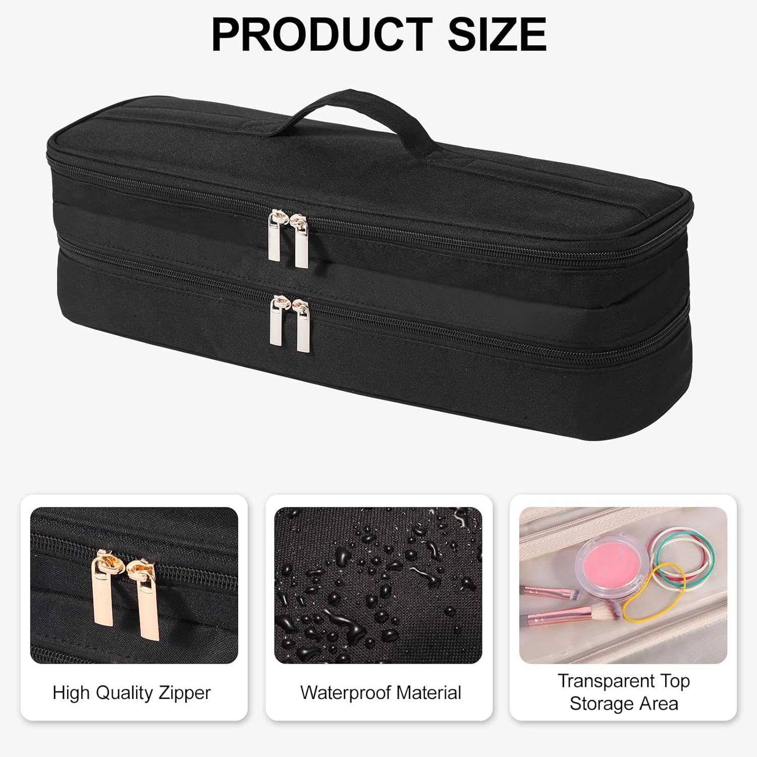 GENCAM Double-Layer Carrying Case for Dyson Airstrait Straightener, Travel Case for Dyson Airstraight, Portable Storage Case for Dyson Airstrait/Corrale Hair Straightener (Black) image number 1