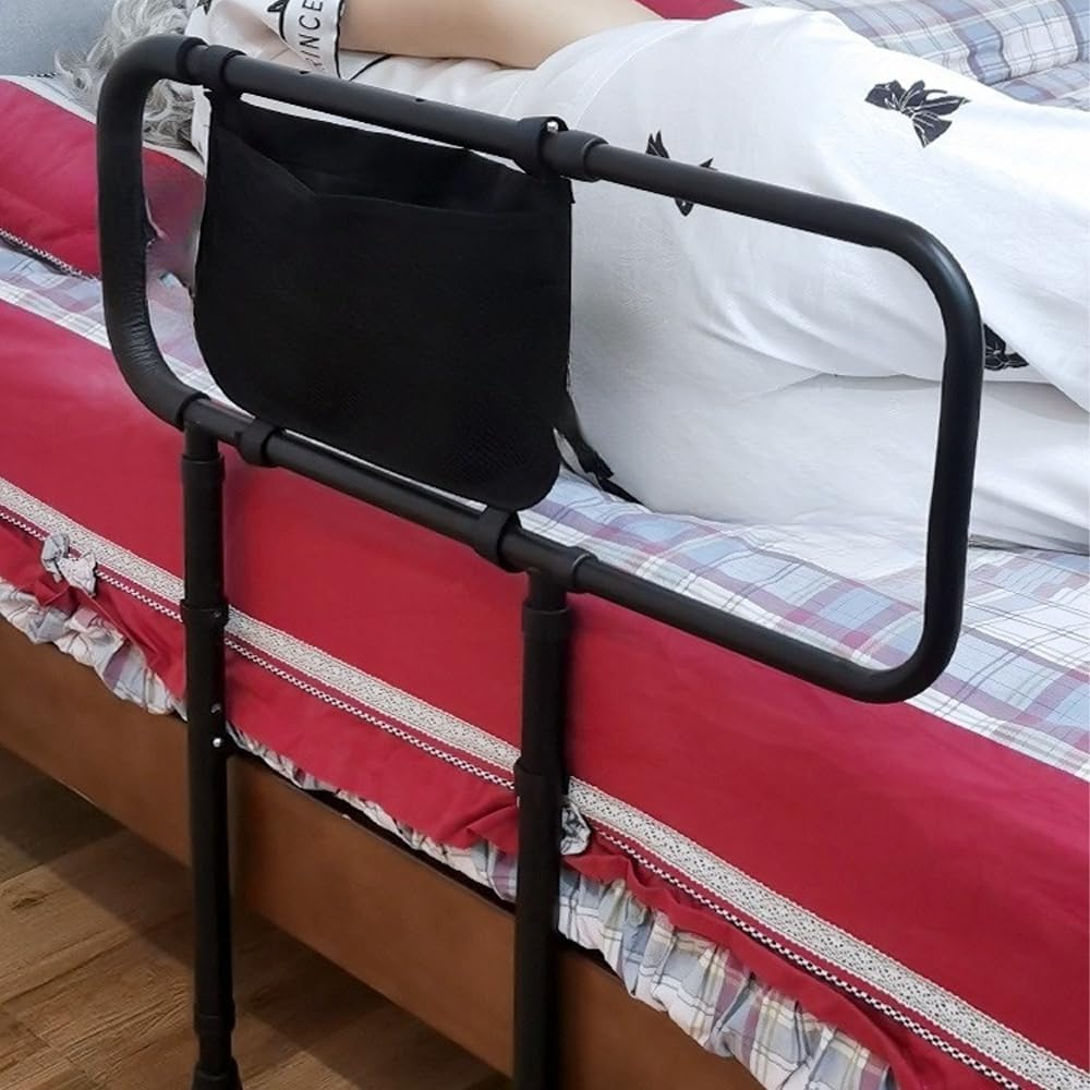 MTSDM Bed Rails for Elderly Adults Safety, Height Adjustable Bed Assist Rail for Seniors Safety Bed Handle with Leg Bedside Fall Prevent Grab Bar with Non-Slip Ergonomic Handle Foldable Send Straps image number 5