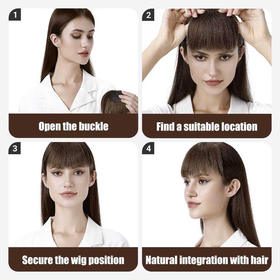 RTRTGS Fringe Hairpiece Real Hair Clip in Fringe Real Hair Natural with Hairpieces Hair Extensions Fringe Bangs in Pony Fringe Extensions Natural Bangs for Women image number 6