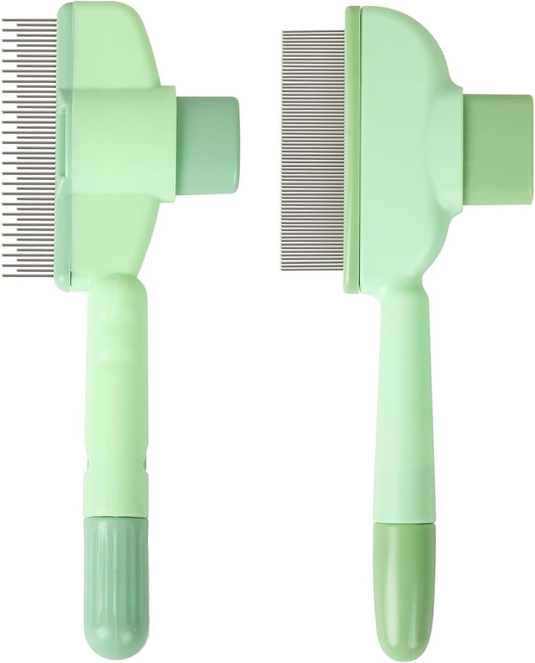 Yharnamite 2 Pcs Pet Hair Removal Flea Comb, Grooming Brush Suitable for Cat and Dog, Multifunctional Cat Brush with Release Button for Short & Long Hair (Yellow)