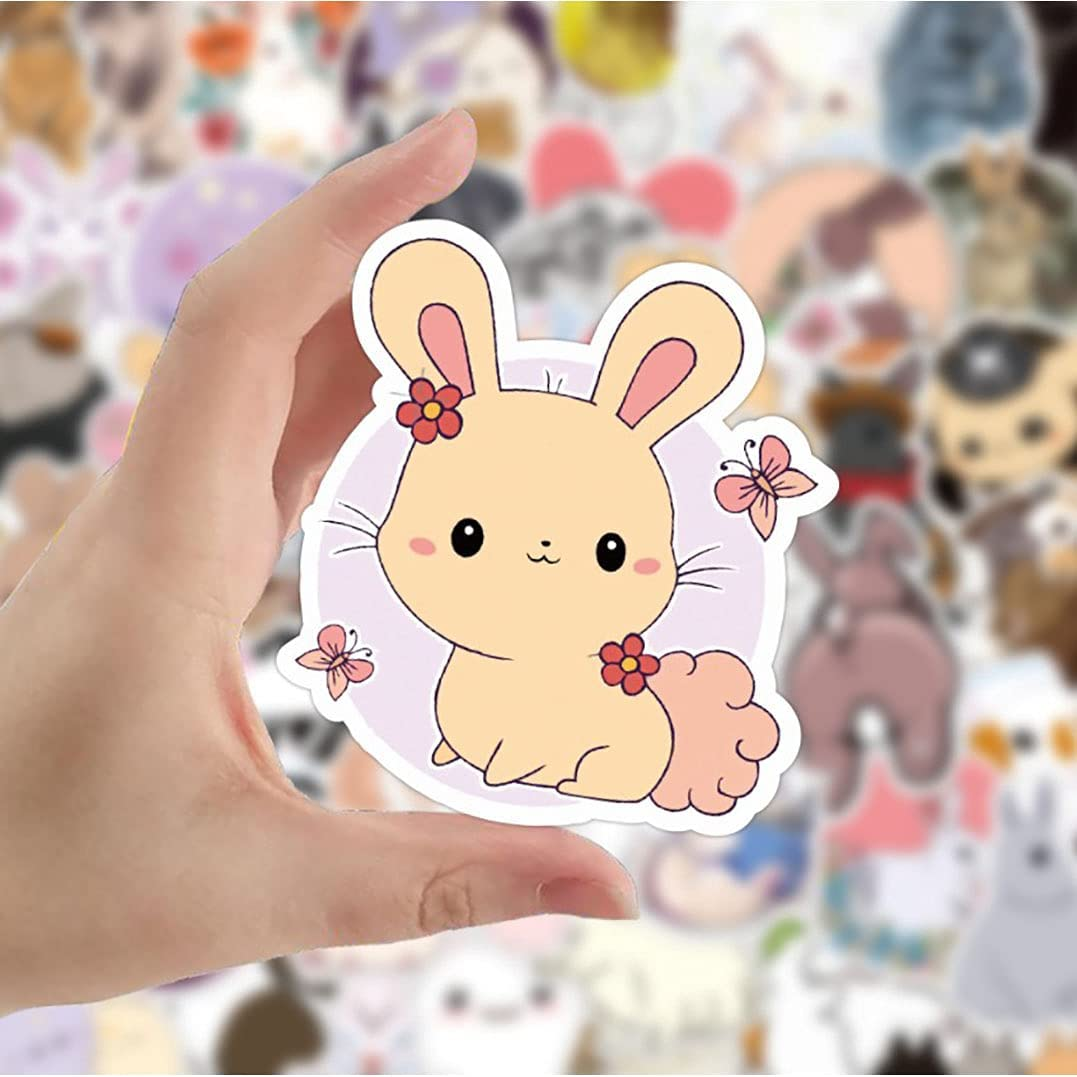 Cute Rabbit Stickers, 50 Pcs Funny Bunny Stickers for Laptop, Water Bottle, Guitar, Motorcycle, Bike, Skateboard, Luggage, Phone, for Teen DIY Decoration image number 1