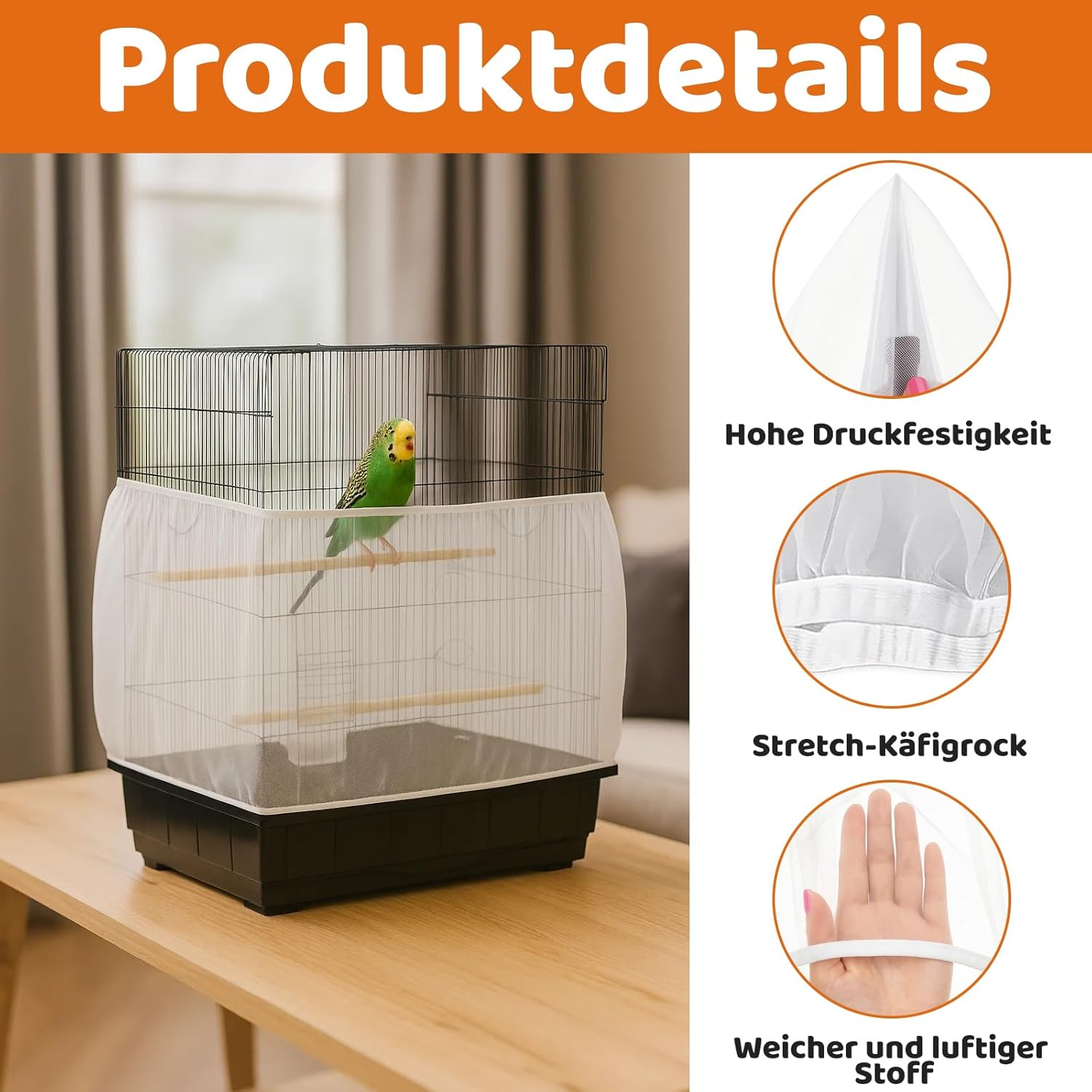 KRYMXAR Budgie Accessories, Bird Cage Cover, Set of 2, Easy to Clean image number 5