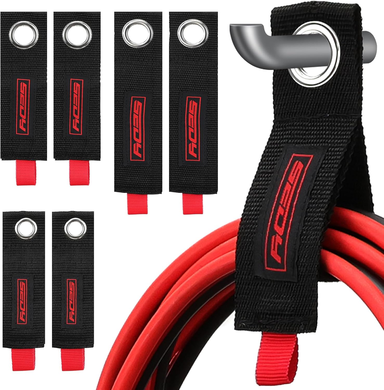 6 Pack Large Heavy Duty Easy-Carry Storage Straps 13",10", 17" Extension Cord Organizer Extendable Cable Ties Strap Loop Hanger Organizer for Cable, Hose, Power Cord, and Rope image number 2