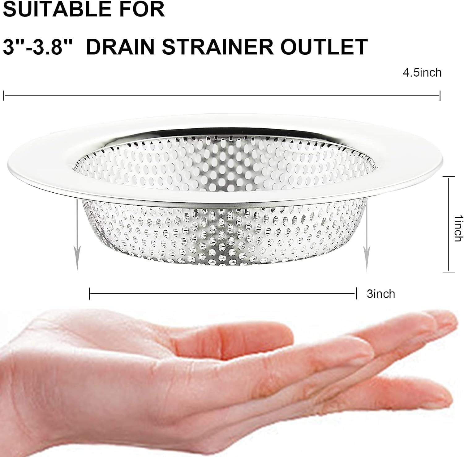 Kitchen Sink Strainer, 11.5 Cm Diameter, Stainless Steel with Wide Rim, 2 Pack image number 1