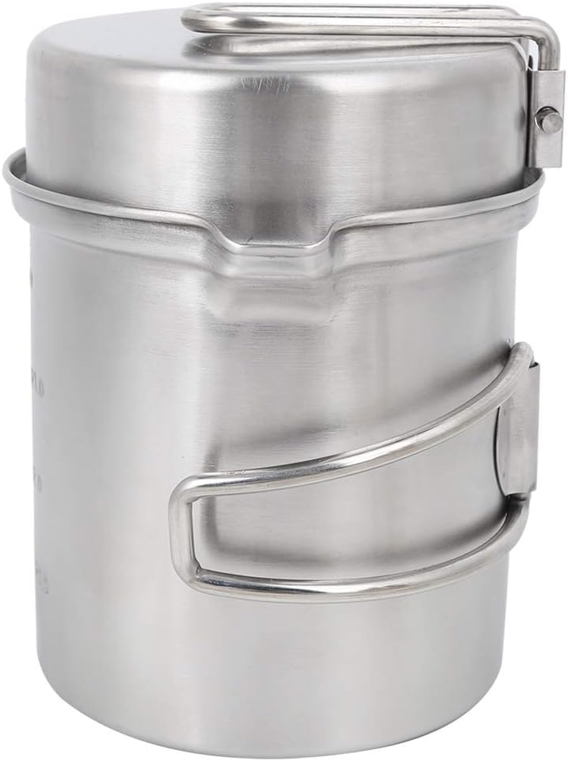 Hiking Pot, Outdoor Cookware Set, Portable & Compact Camping Cooker for Camping, Hiking, and Picnicking, Stainless Steel Cookware Set with Foldable Camping Cups and Mugs Pot