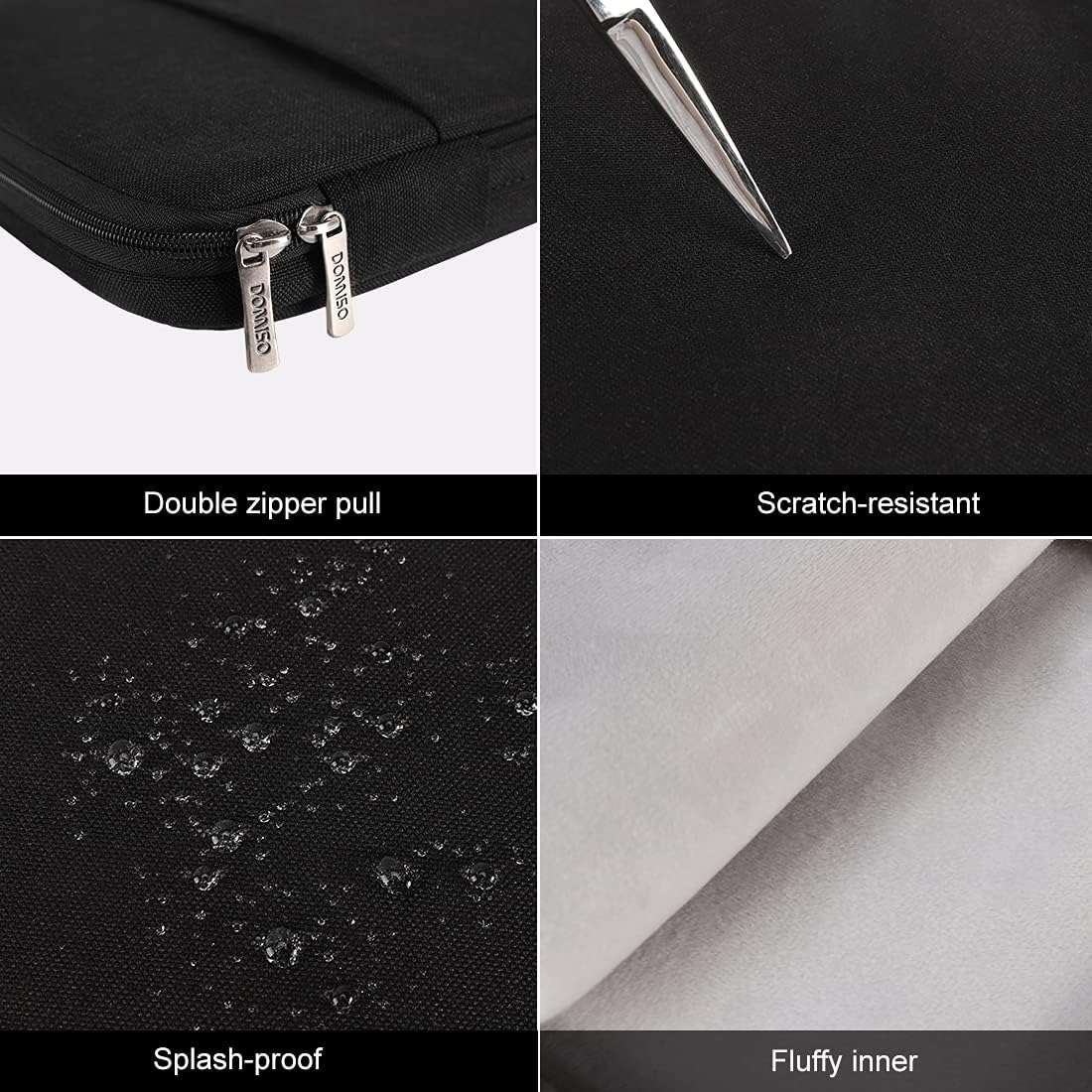 DOMISO 16 Inch Laptop Sleeve Case Water Resistant Shockproof Protective Computer Bag for 16" Dell/Hp Pavilion Envy/Thinkpad Ideapad/Asus Vivobook,Black image number 6