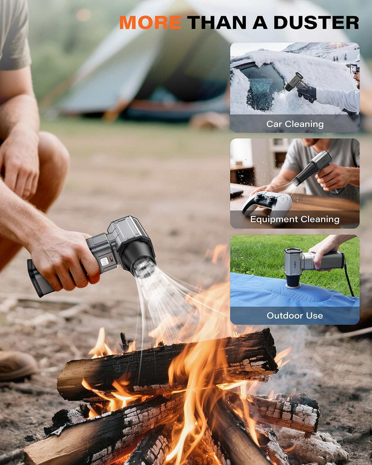 A2C Upgraded 40Mm Motor Compressed Air Duster, 450G Strong Airflow Cordless Electric Duster, 4-Gear Adjustable Air Blower, Rechargeable Duster for Keyboard, Computer, PC, Outdoor, House & Car