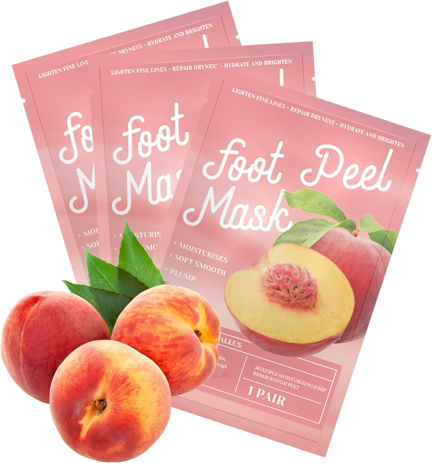 Fantasyday Foot Peel Mask,3 Pack Foot Peeling Mask for Soft Baby Feet - Hard Skin Remover Foot Mask, Removes Calluses and Hard Skin, Foot Care for Men and Women (Peach) image number 3