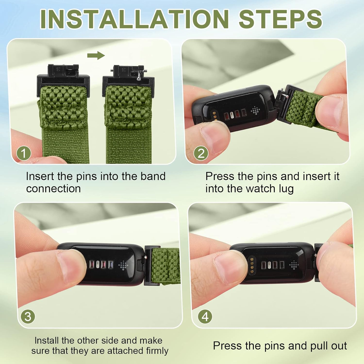 2 Pack - Relting Elastic Bands Compatible with Fitbit Inspire 3/Inspire 2/Inspire/Inspire Hr/Ace 2/Ace 3 for Women Man Kids, Soft Nylon Adjustable Sport Wristband image number 6