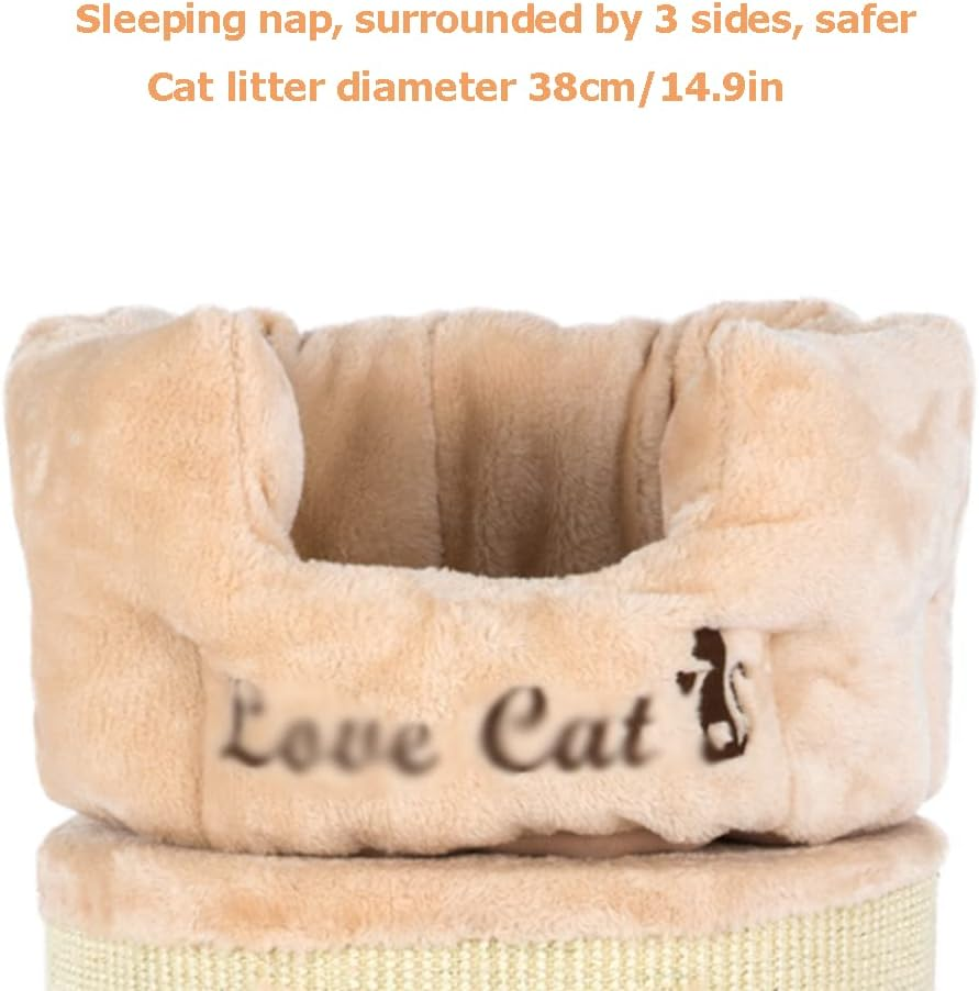Beige Cat Tree Sisal Barrel for Indoor Cats, Removable and Washable Cushion on Top, Cat Activity Tower Cozy Rest Area image number 5