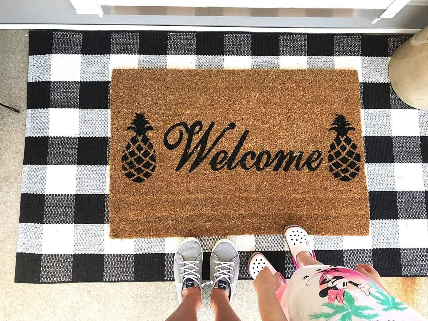 EARTHALL Cotton Buffalo Plaid Check Rug 3'X 5' Black and White Area Rug, Hand-Woven Kitchen/Frontdoor/Living Room/Laundry Room/Bathroom/Bedroom Washable Retro Lattice Checkered Carpet (35.4''X59'') image number 2