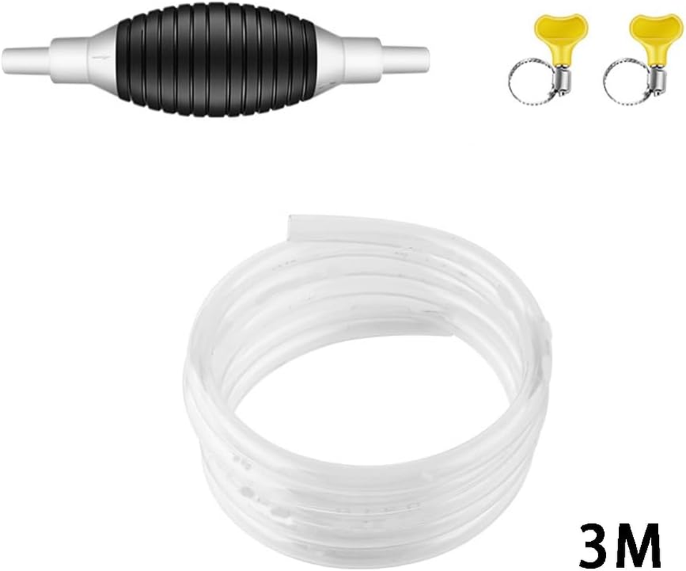1PCS Manual Fuel Transfer Pump Portable Siphon Pump with 3M Syphon Hose，Multifunction Liquid Sucker Pump, for Gas Gasoline Oil Fuel Petrol Diesel Fluid Water Fish Tank Durable PVC Can Be Cut at Will image number 5