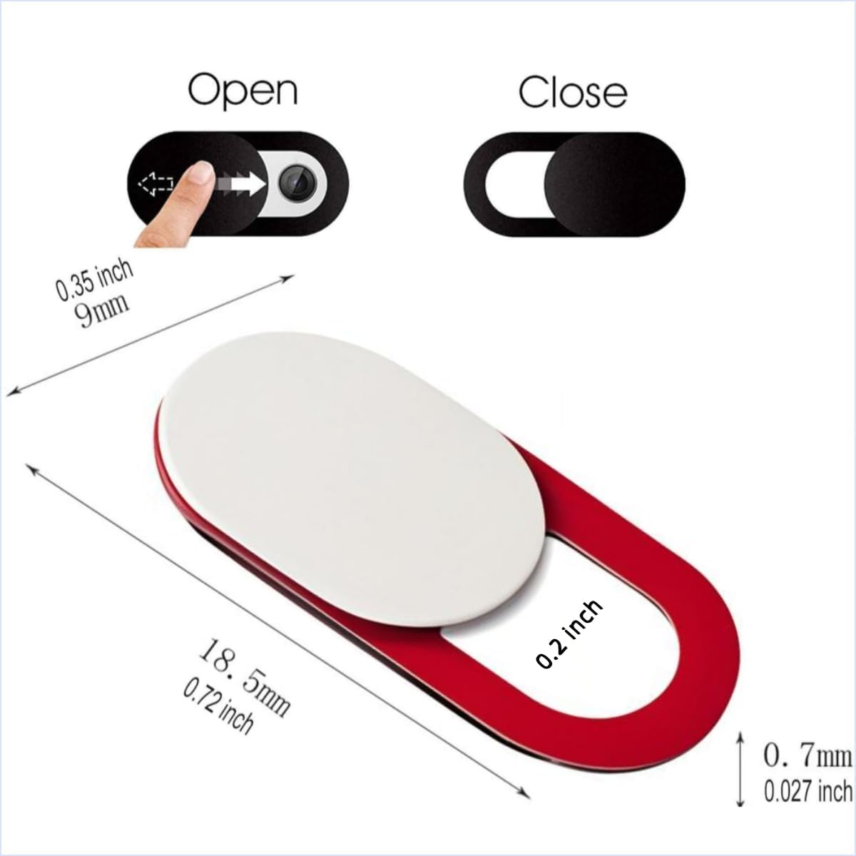 Webcam Cover Slide[6 Pack], 0.03 Inch Ultra Thin Privacy Sliders for Imac & Iphone/Macbook/Laptop/Ipad/Pc Accessories - Camera Blocker Security Protector - White Red image number 1