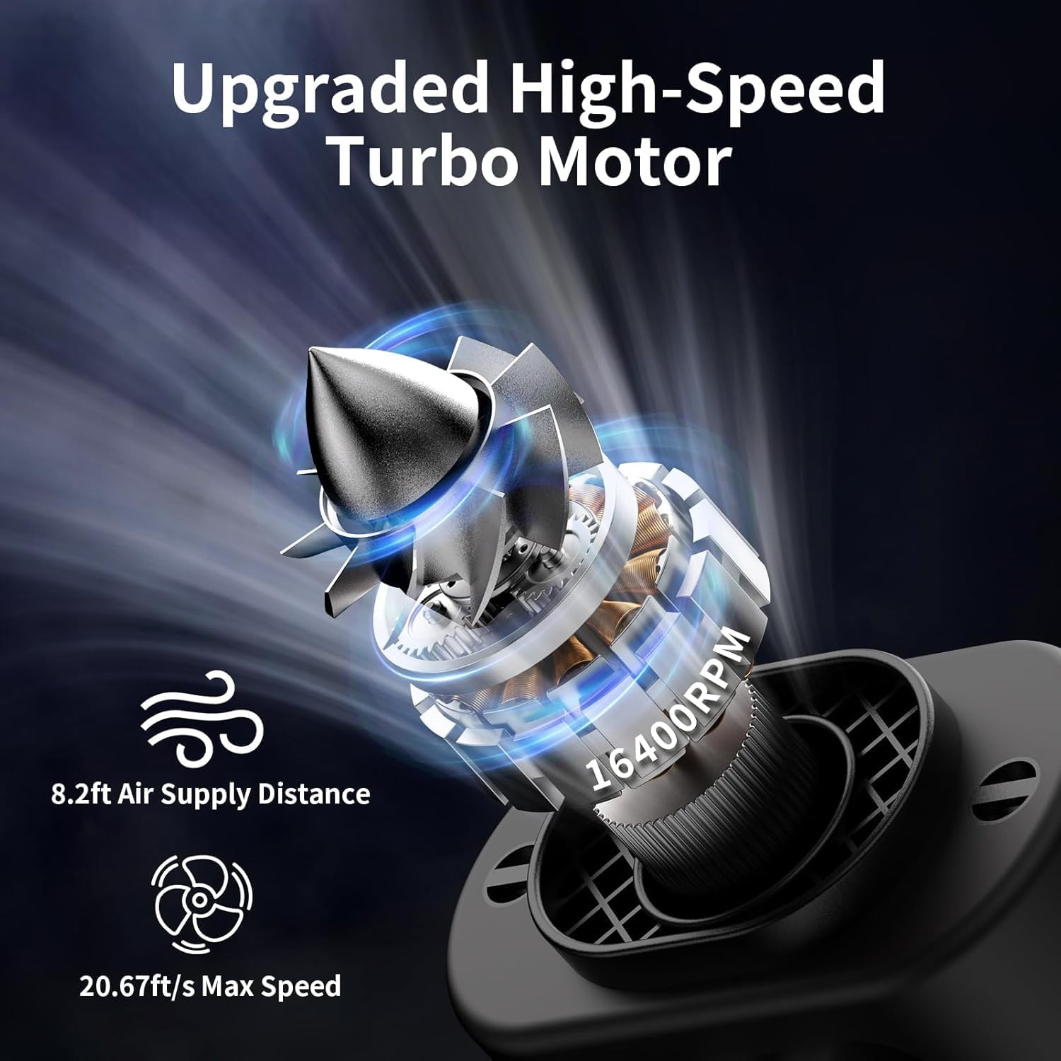 14500Mah Belt Fan, Waist Fan with Max 67H Working Time and 5 Speeds Adjustable, Clip on Fan for Outdoor Jobsite Camping Farms (Black) image number 6