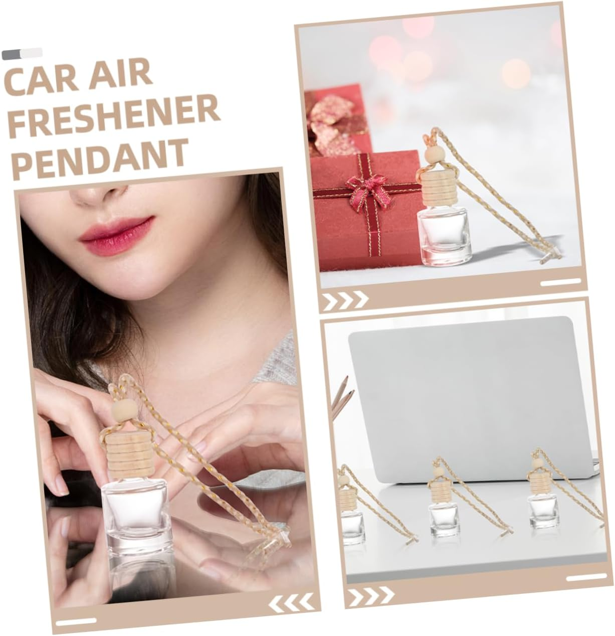 5Pcs Smart Car Diffuser Car Hanging Air Freshener Diffuser Bottle Essential Oil Holder image number 3