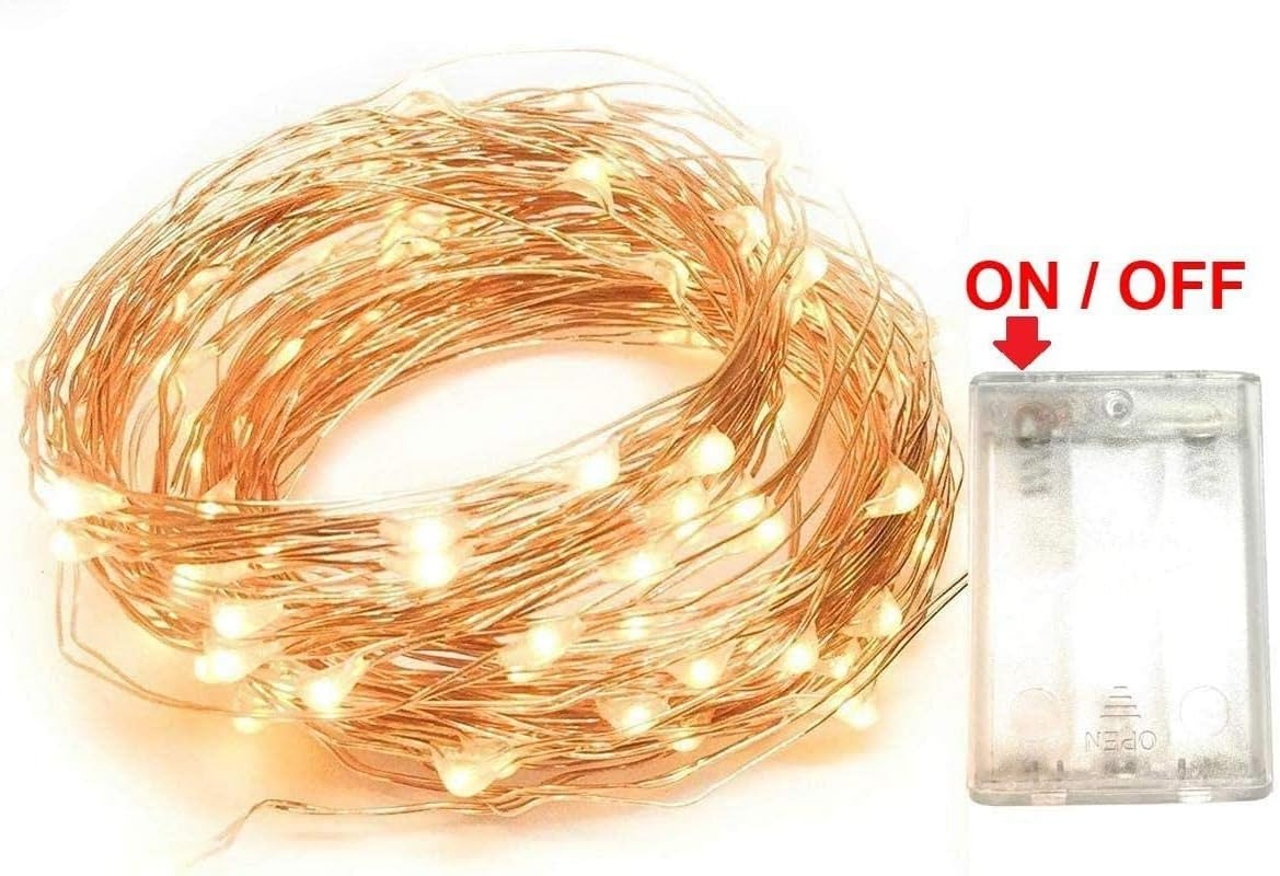 (2 Pack) Fairy Christmas LED String Light Battery Operated, 20M/66Ft/200Led Warm White Waterproof 3XAA Battery Case, Indoor Outdoor Lights for Xmas Tree Wedding, Halloween, Party, Garden Decoration