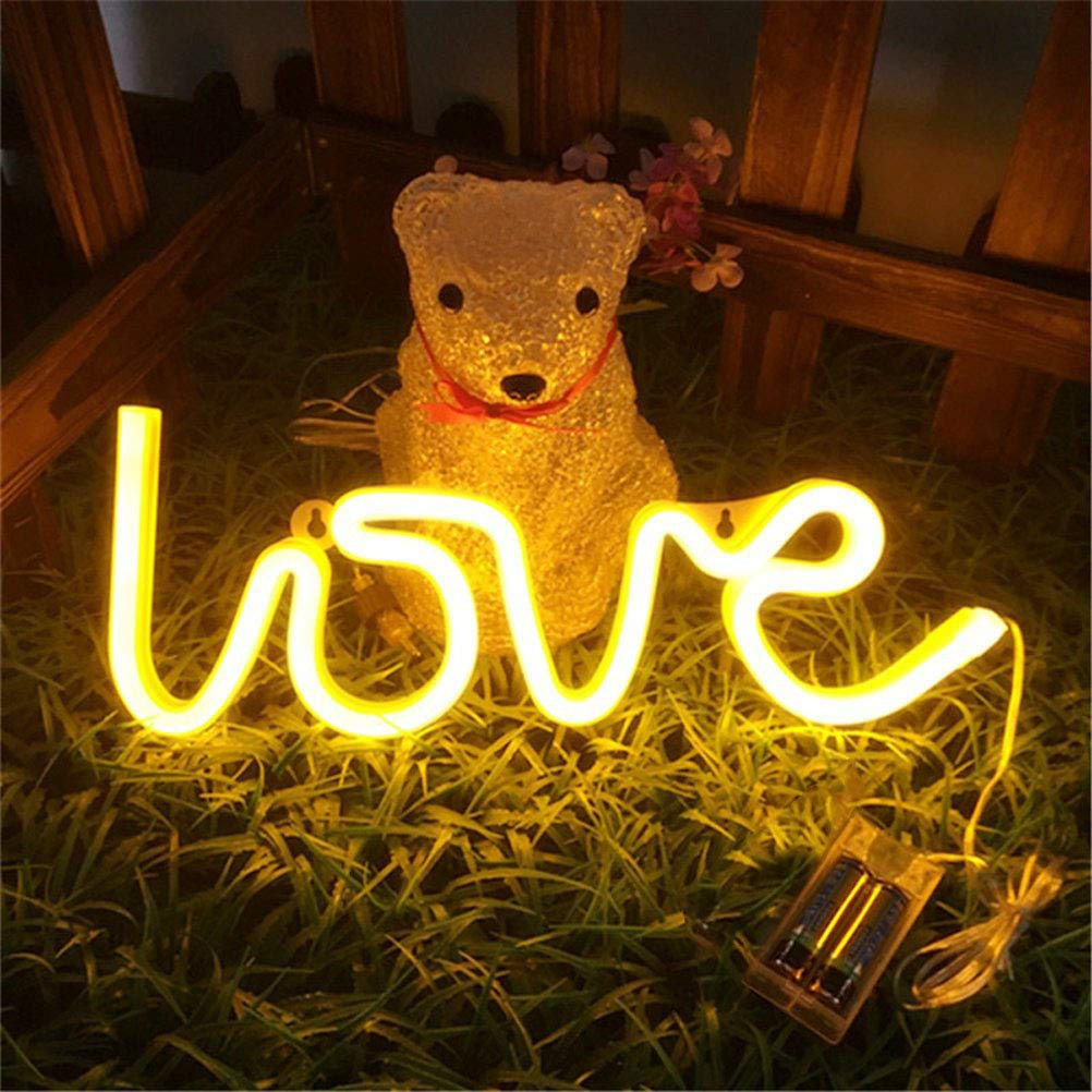 Mortime LOVE LED Neon Light Sign for Party Supplies, Girls Room Decoration Accessory, Table Decoration (Pink Love)