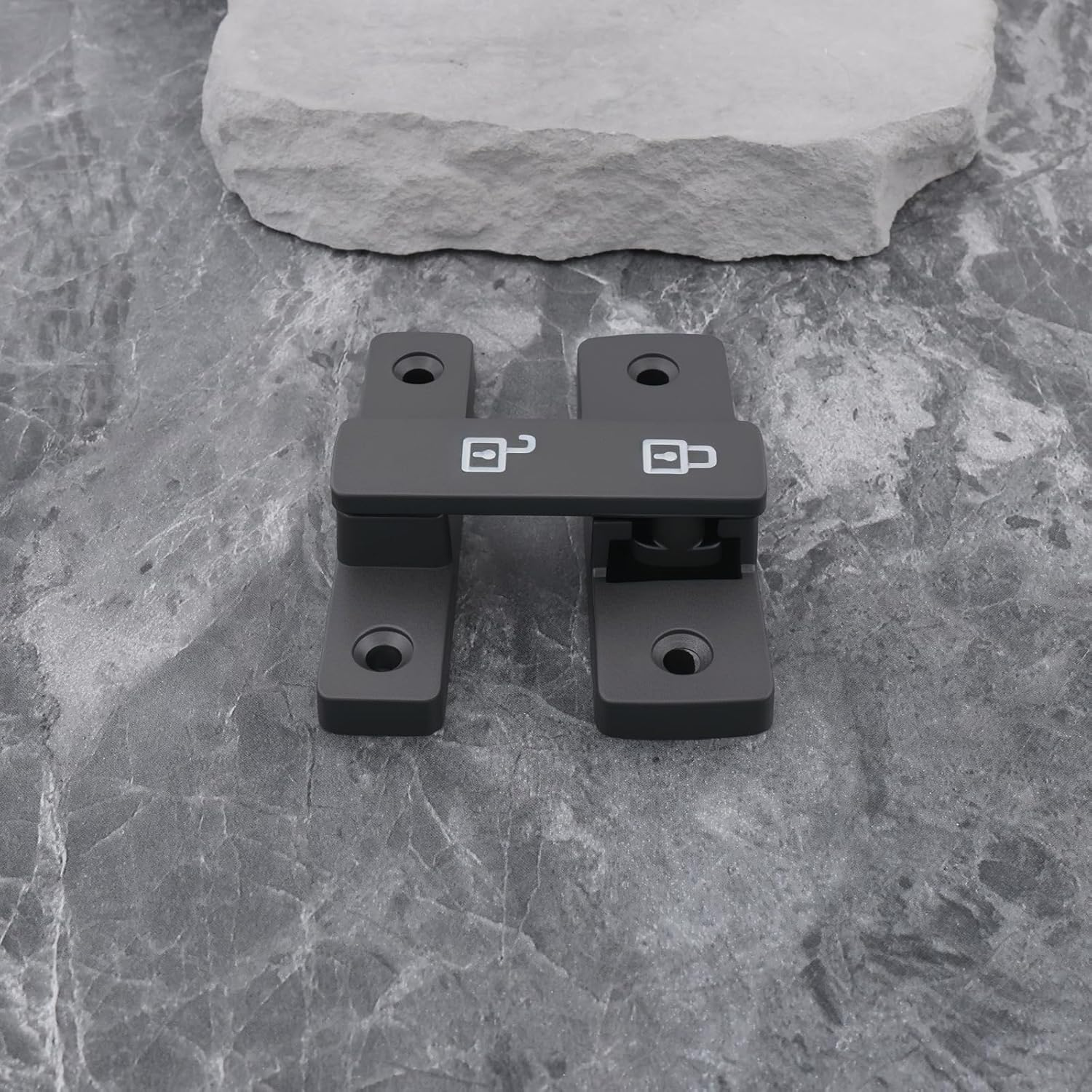 Emsea Grey Luminous Barn Door Lock 180 Degrees Surface Mounted Sliding Lock for Wooden Metal Aluminum Door 84X63X18Mm - Black image number 6