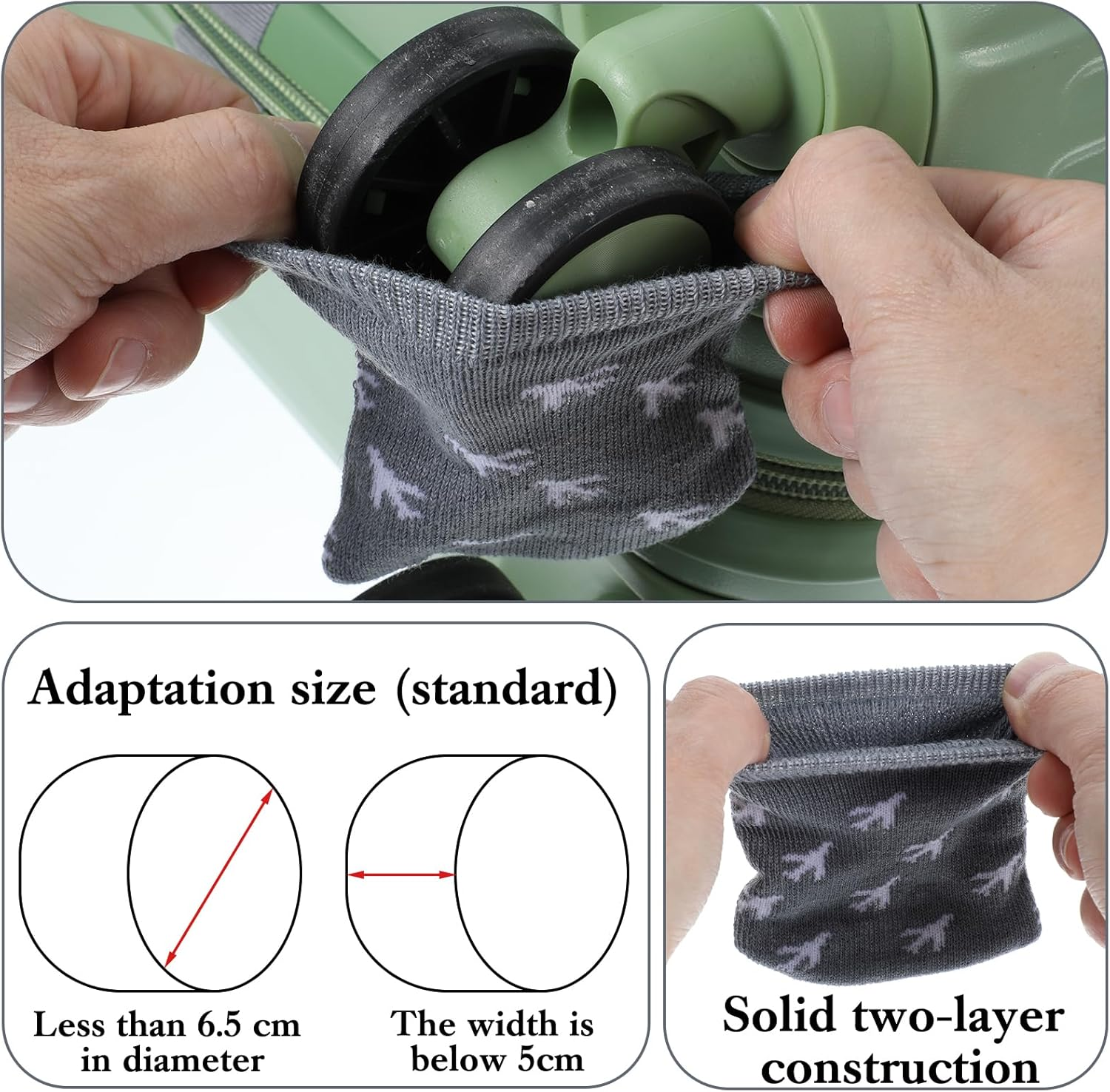 MBAIYO 8 Pcs Luggage Wheels Cover Socks, Suitcase Wheel Protector Covers Full Suitcases Wrap Fabric Protector Sock Universal Wheel Sleeves Case for Suitcase Prevents Floor Bed Dirt image number 1