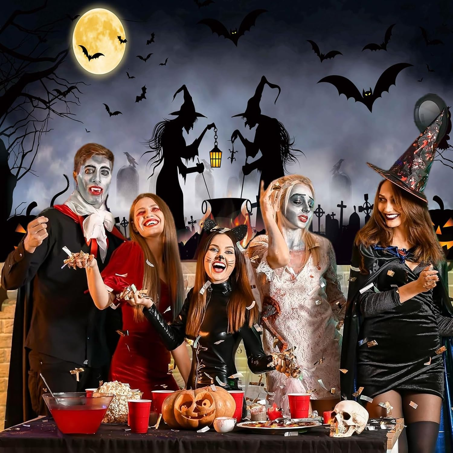 Kovewon Halloween Garage Door Decorations Cover 7 X 16 Ft Halloween Garage Door Banner Halloween Backdrop Background for Photo Party Halloween Wall Decorations Indoor Outdoor