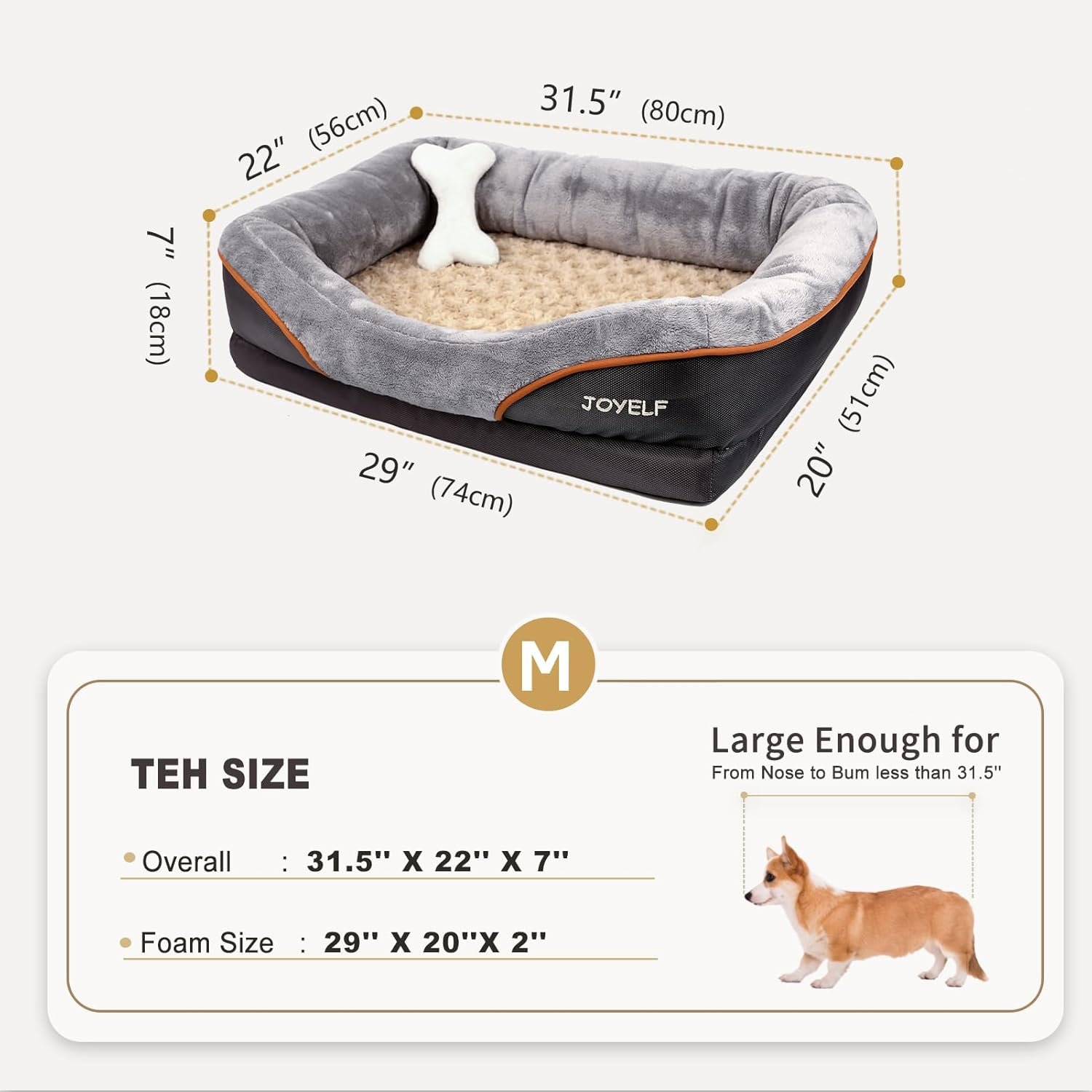 Joyelf - Orthopaedic Memory Foam Dog Bed with Removable Washable Cover and Sound Toy image number 4
