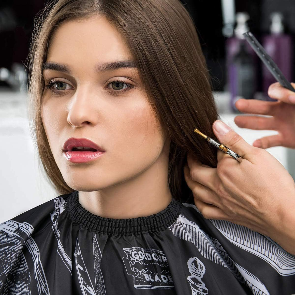 Hair Cutting Barber Cape 2 Pack Professional Haircut Salon Cape for Men Women Children with Neck Duster Brush image number 3