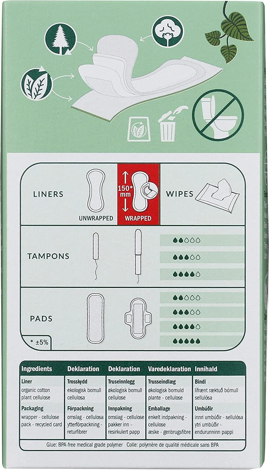 Natracare Panty Liner, Normal, Wrapped, 18 Ct - 3 Pack