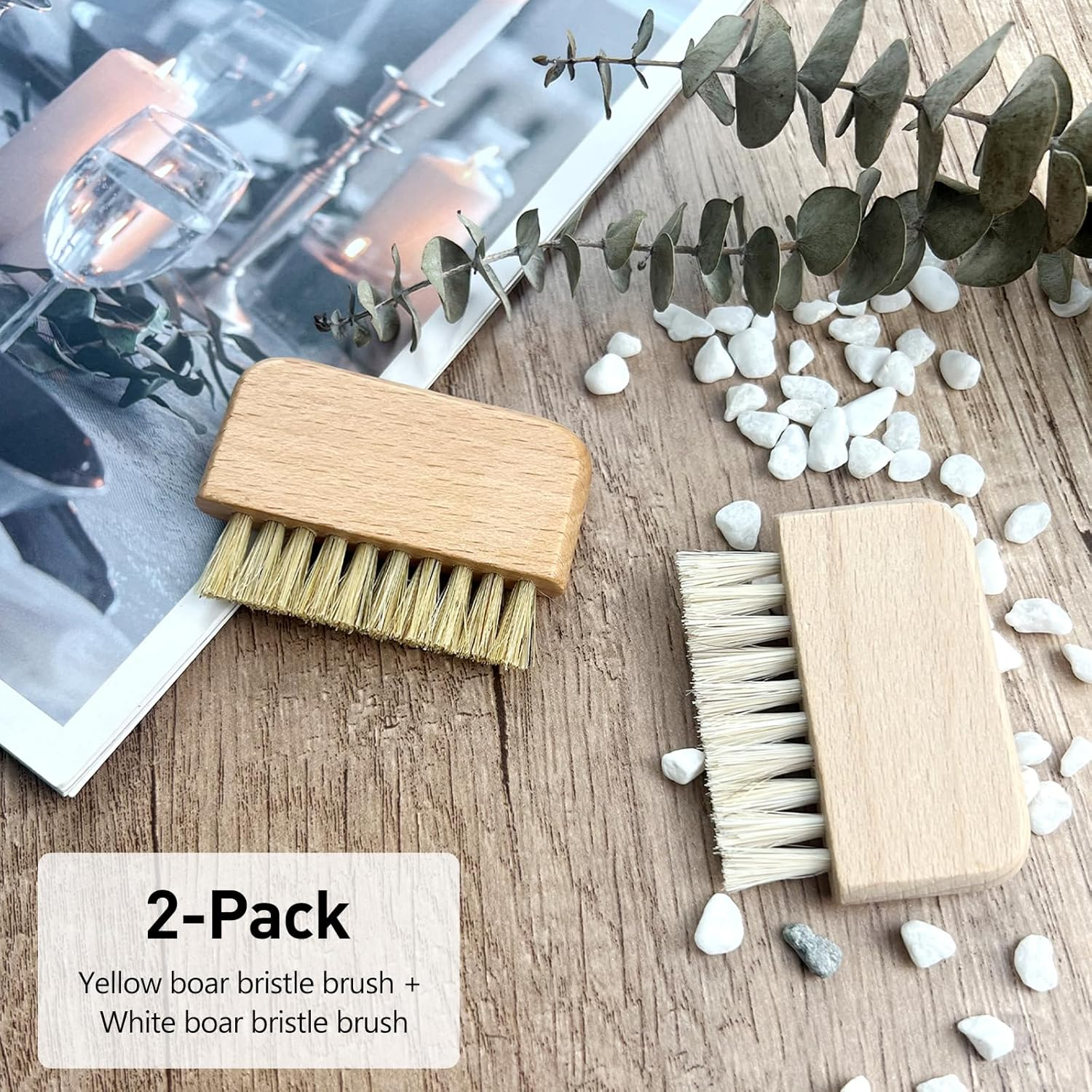 Natural Beech Wood Nail Brush Non-Slip Hand and Toenail Cleaning Brush Compact and Durable Bristle Scrub for Home and Travel image number 2