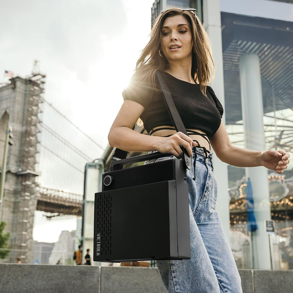 Victrola Revolution GO Portable Bluetooth Turntable, Black - Black image number 3