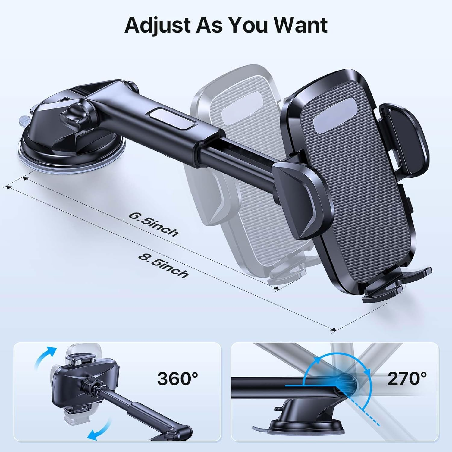 Phone Holder Car Mount for Iphone [Powerful Suction] Phone Mount for Car Dashboard Windshield Air Vent Universal Accessories Automobile Phone Holder for Iphone 15 Pro Max 14 13 XR XS for Samsung image number 5