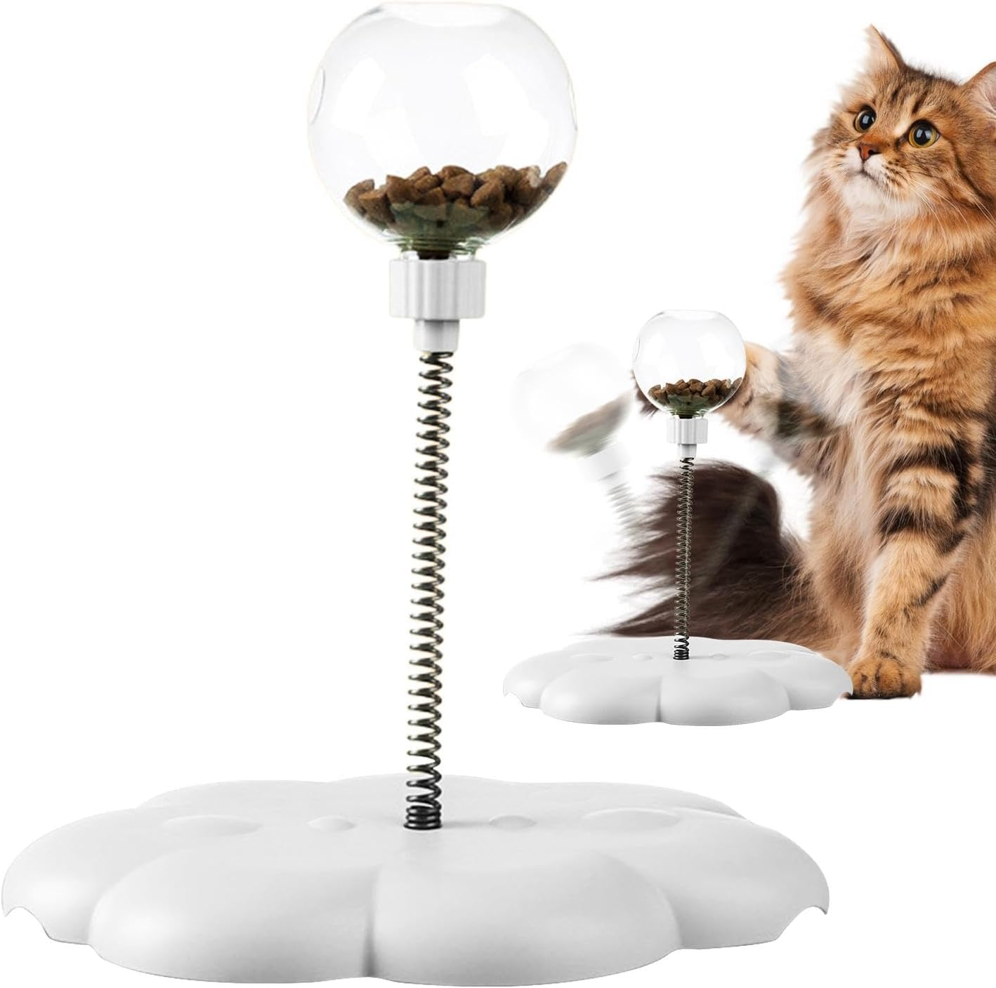 Wobbling Dog Treat Toy,Wiggling Treat Toy for Dogs,Cat Interactive Dispenser with Spring,Cat Food Dispenser Toys,Snack Ball Dog,Leaking Treats Ball Pet Feeder Toy