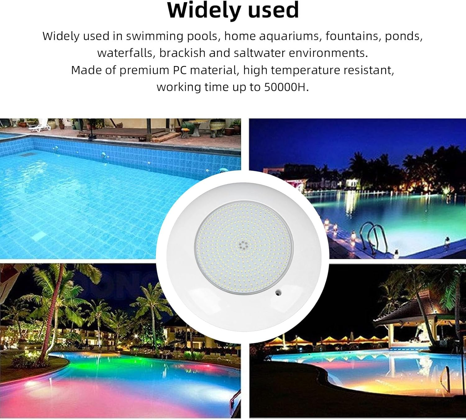 Marhynchus Pool Light AC12V 25W LED IP68 Water Resistant Swimming Pool Underwater Light for High Bay Low Bay Swimming Home Aquariums