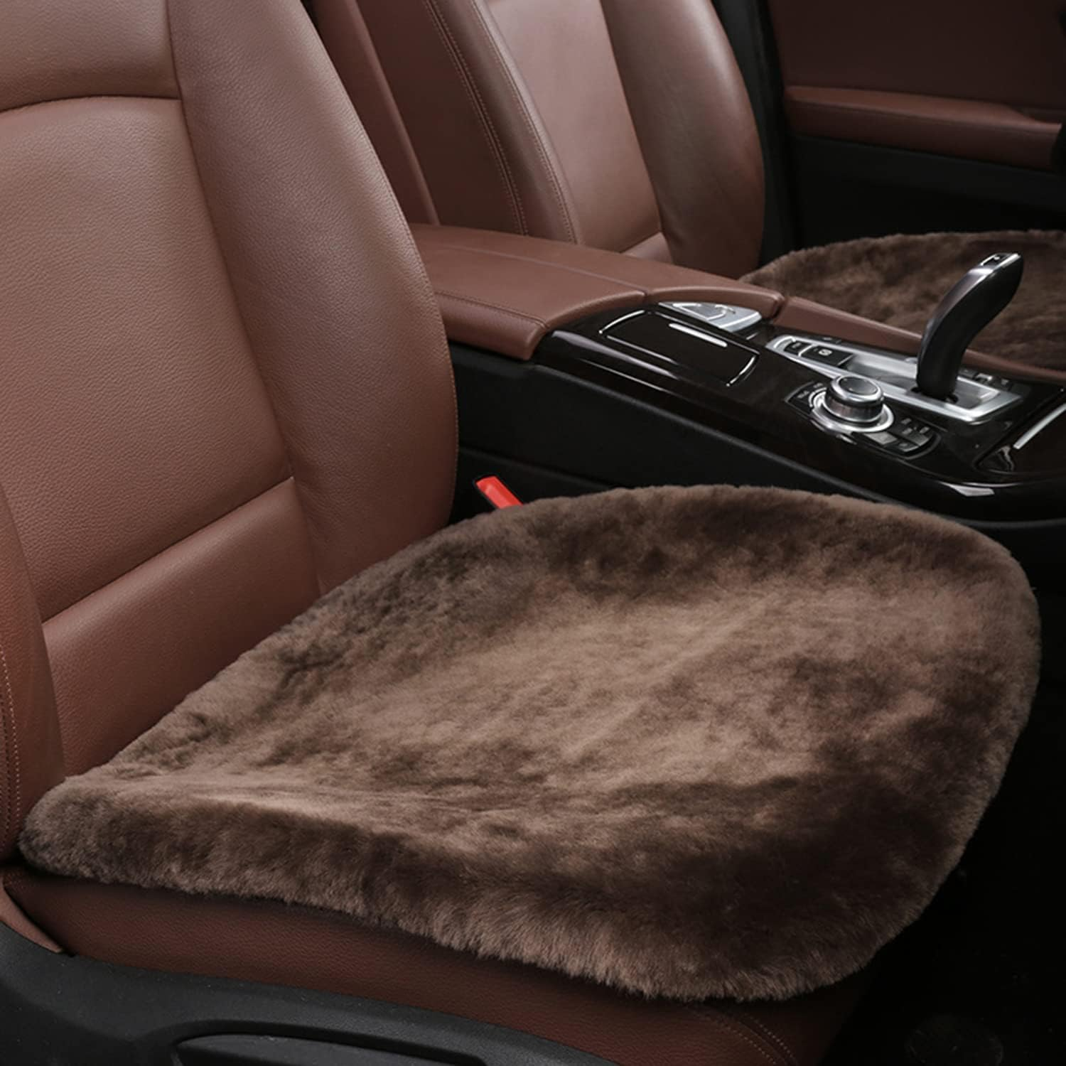 MLOVESIE Genuine Sheepskin Car Seat Cushion Natural Fur Wool Seat Cover for Cars Trucks SUV Soft Comfort Office Chair Protector Pad Car Accessories Universal Fit