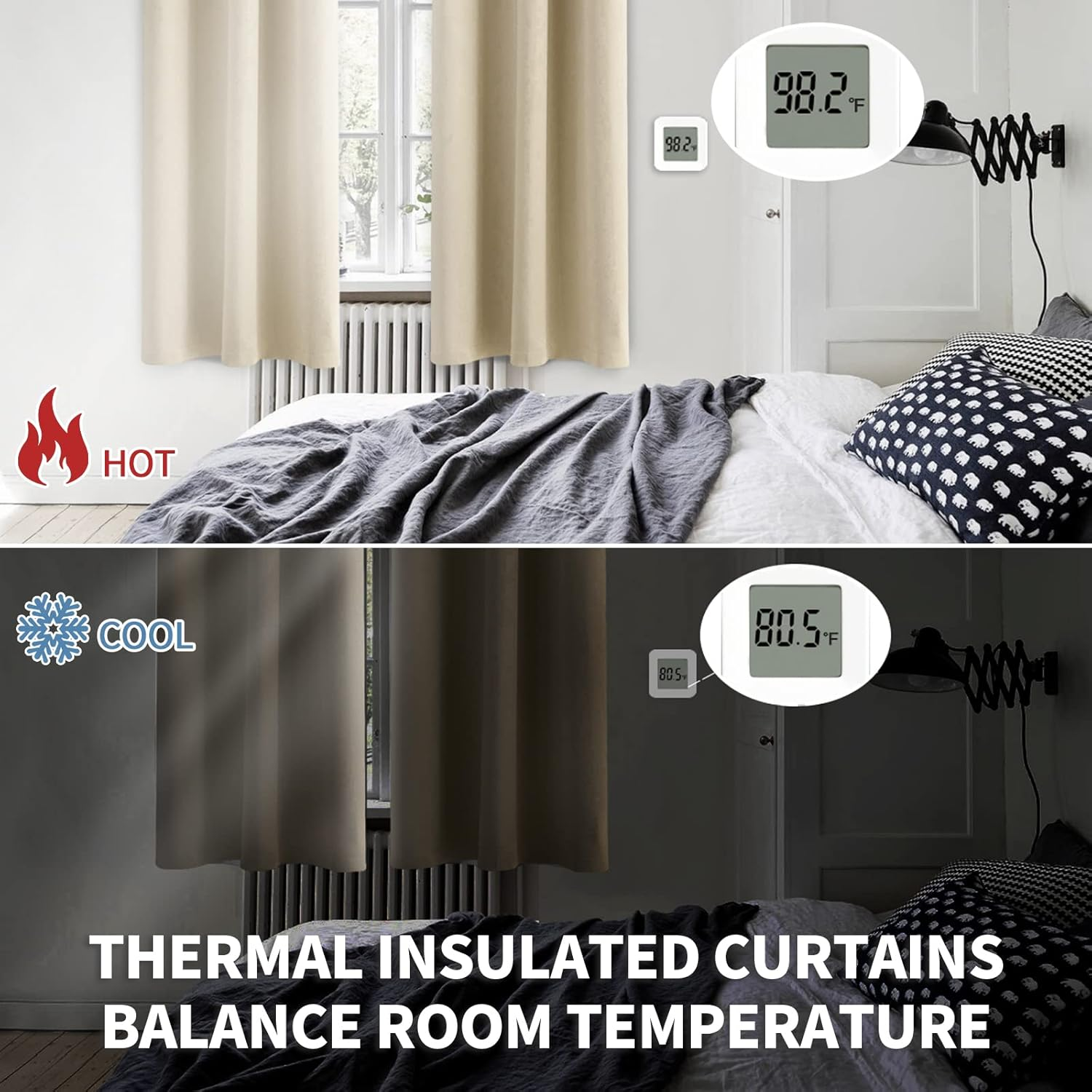 Bgment Beige Room Darkening Curtains 45 Inches Long - Rod Pocket Thermal Insulated Blackout Window Drapes for Short Bedroom Kitchen Cafe, 42 X 45 Inch, 2 Panels image number 5