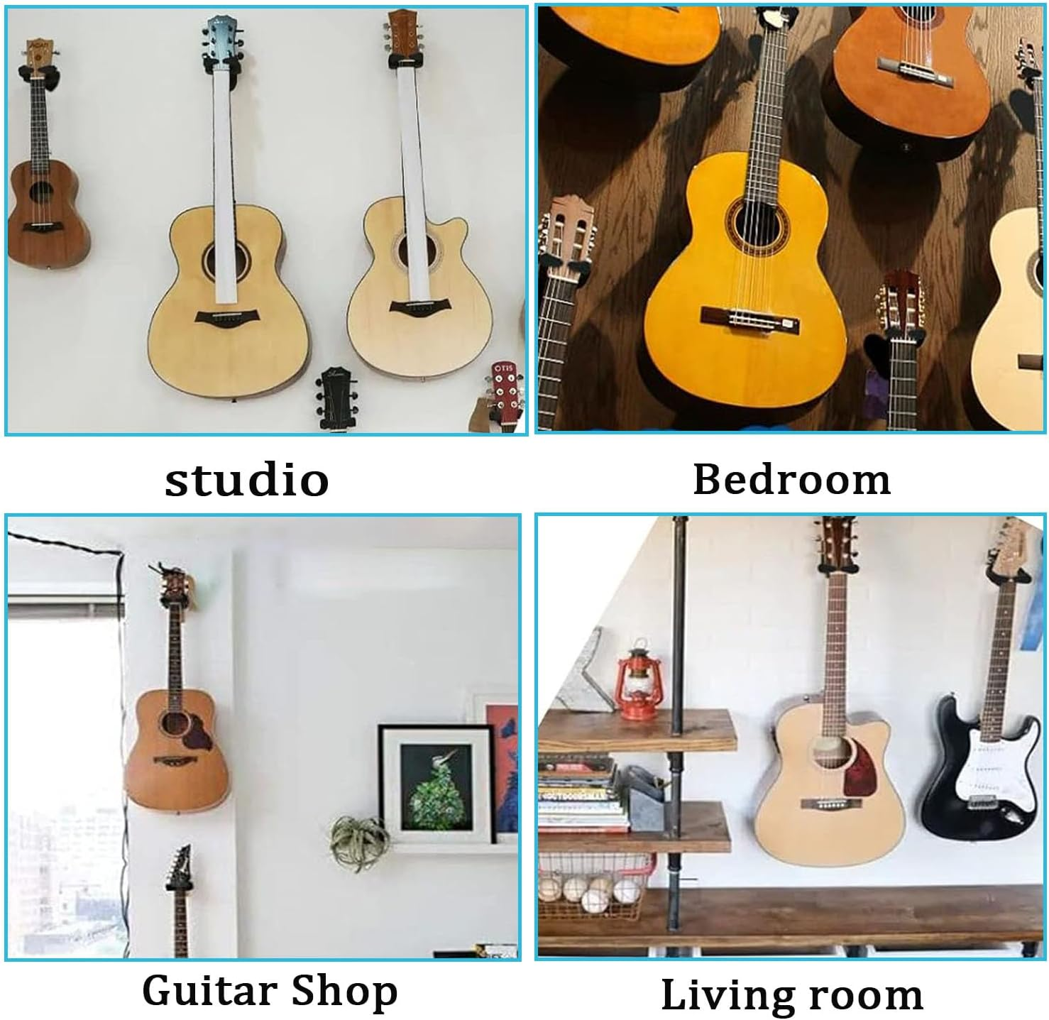 Wall Mount Hanger, Auto Lock Guitar Holder, Metal Base Adjustable Gravity Lock Stand for Acoustic Electric Classical Bass Ukulele Banjo Mandolin image number 5