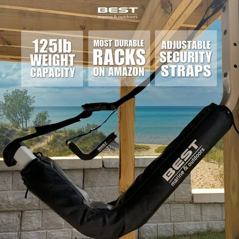 Best Marine and Outdoors Kayak Storage Rack, 2 Premium Wall Mount Racks, Kayaks & SUP Paddle Boards, 46Kg Weight Capacity Garage Hanger, Indoor Outdoor Paddleboard Holder & Kayaking Accessories image number 6