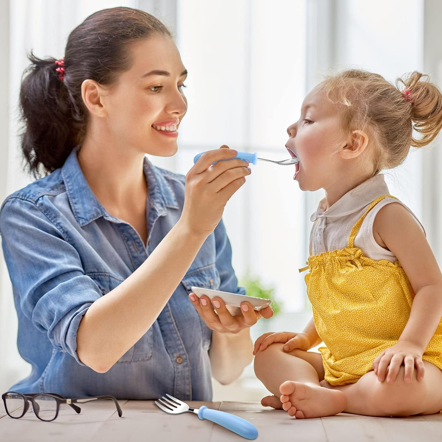 Sandinal 9 Pieces Toddler Forks Toddler Cutlery, Stainless Steel Baby Forks image number 6