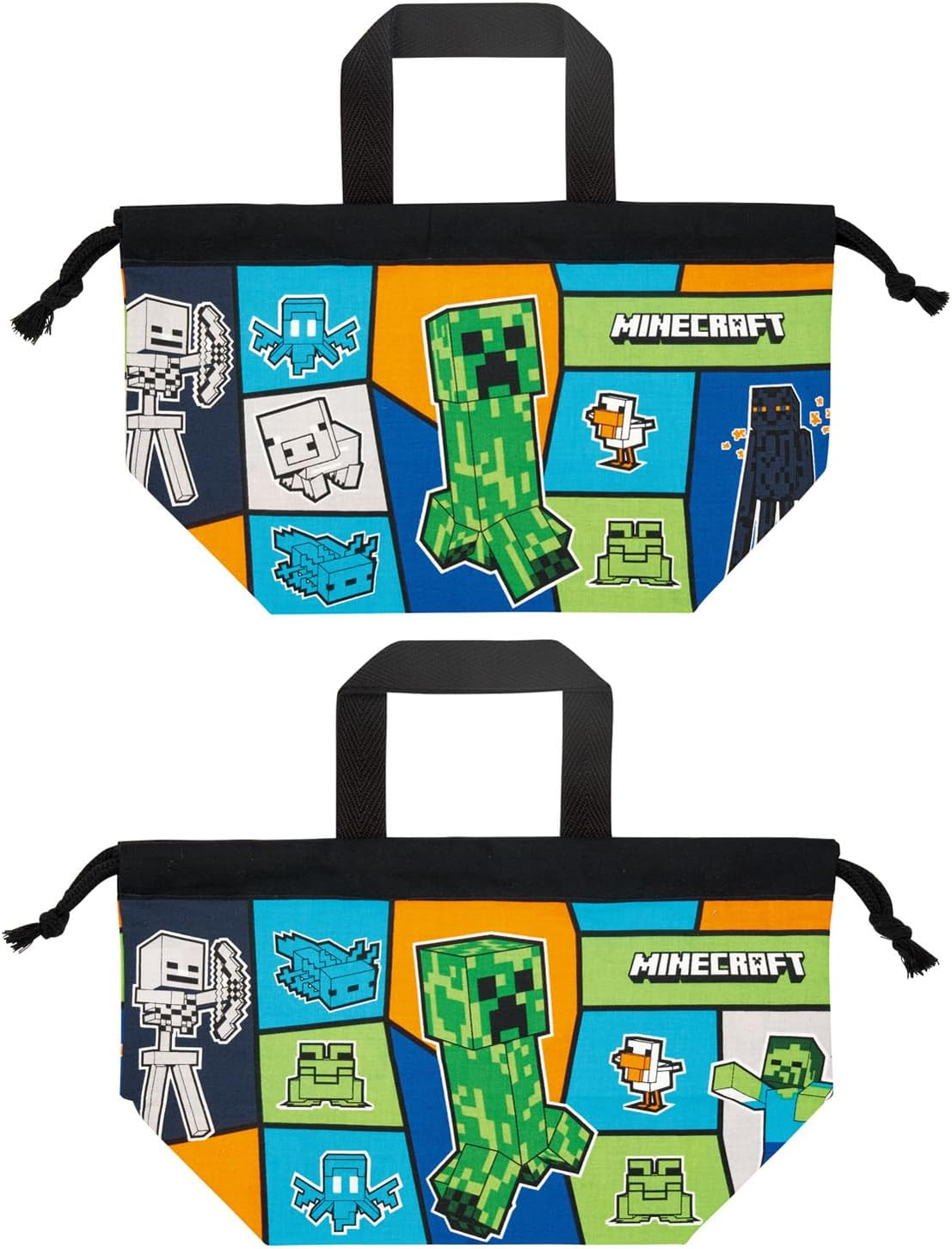 Skater KB7 Minecraft 25 Minecraft Boys' Lunch Bag Drawstring Bag, Made in Japan