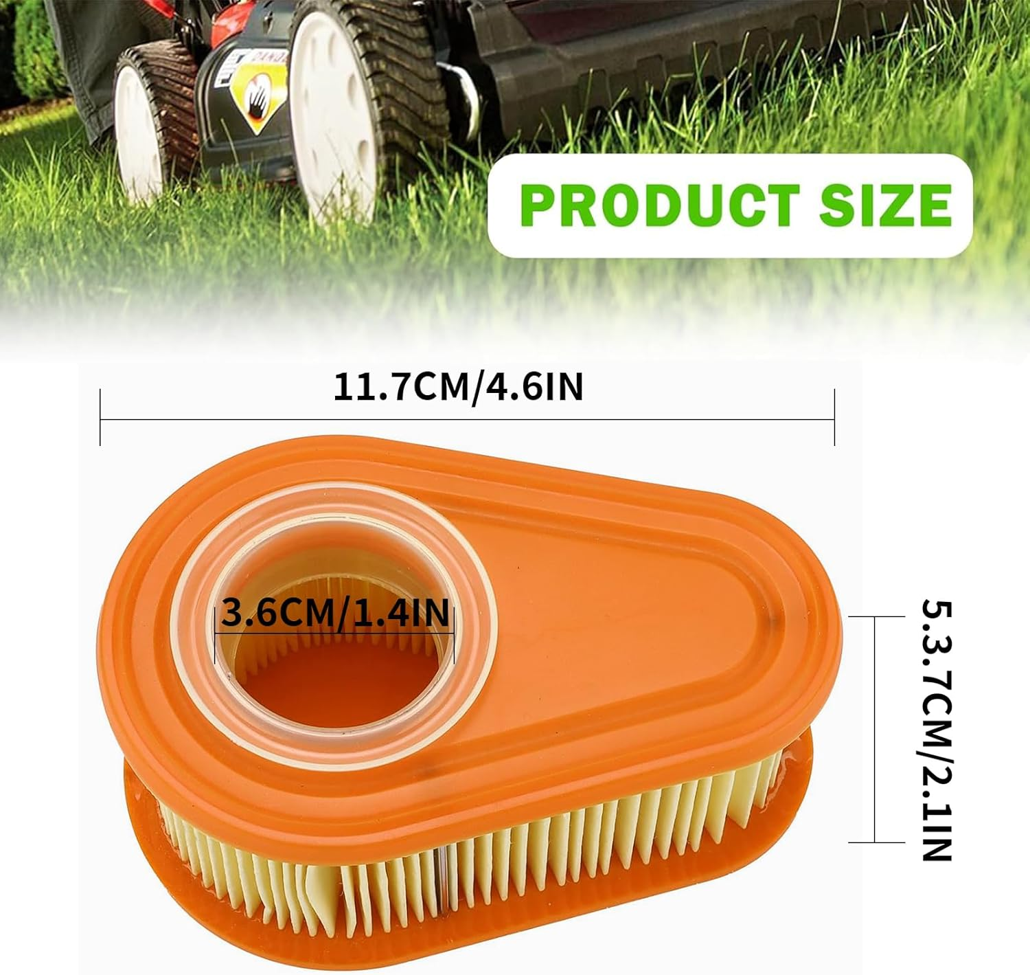 2 Pcs Air Filter Cartridge for Lawn Mowers, Engine Filter Replacement Compatible with Briggs and Stratton 005419, 96254, 795066, 792038, 790388 image number 6