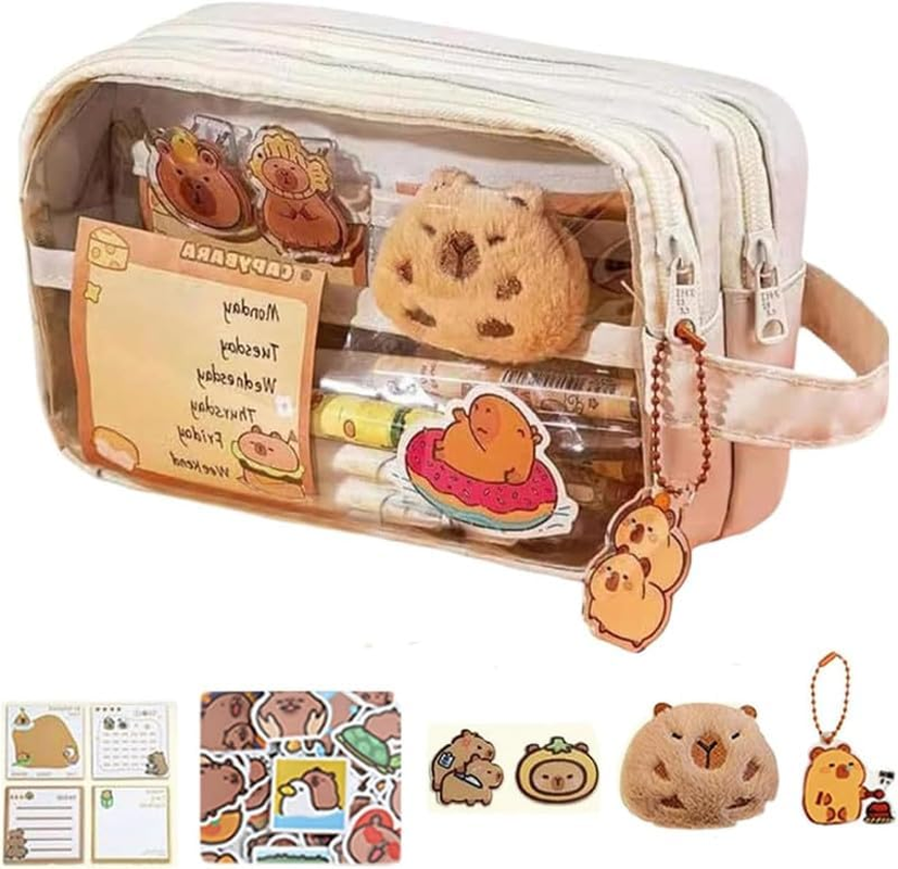 Capybara Pencil Case Cute Clear Pencil Case,1Pc Large Capacity Capybara Pencil Pouch image number 5