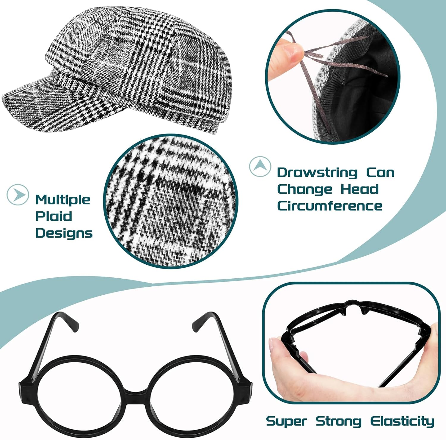 4 PCS 100Th Day of School Costume Old Man Costume,Grandpa Costume Set,Dressing up Old Man Costume Accessories for Kids,Boys,Cosplay Party,Halloween Grey