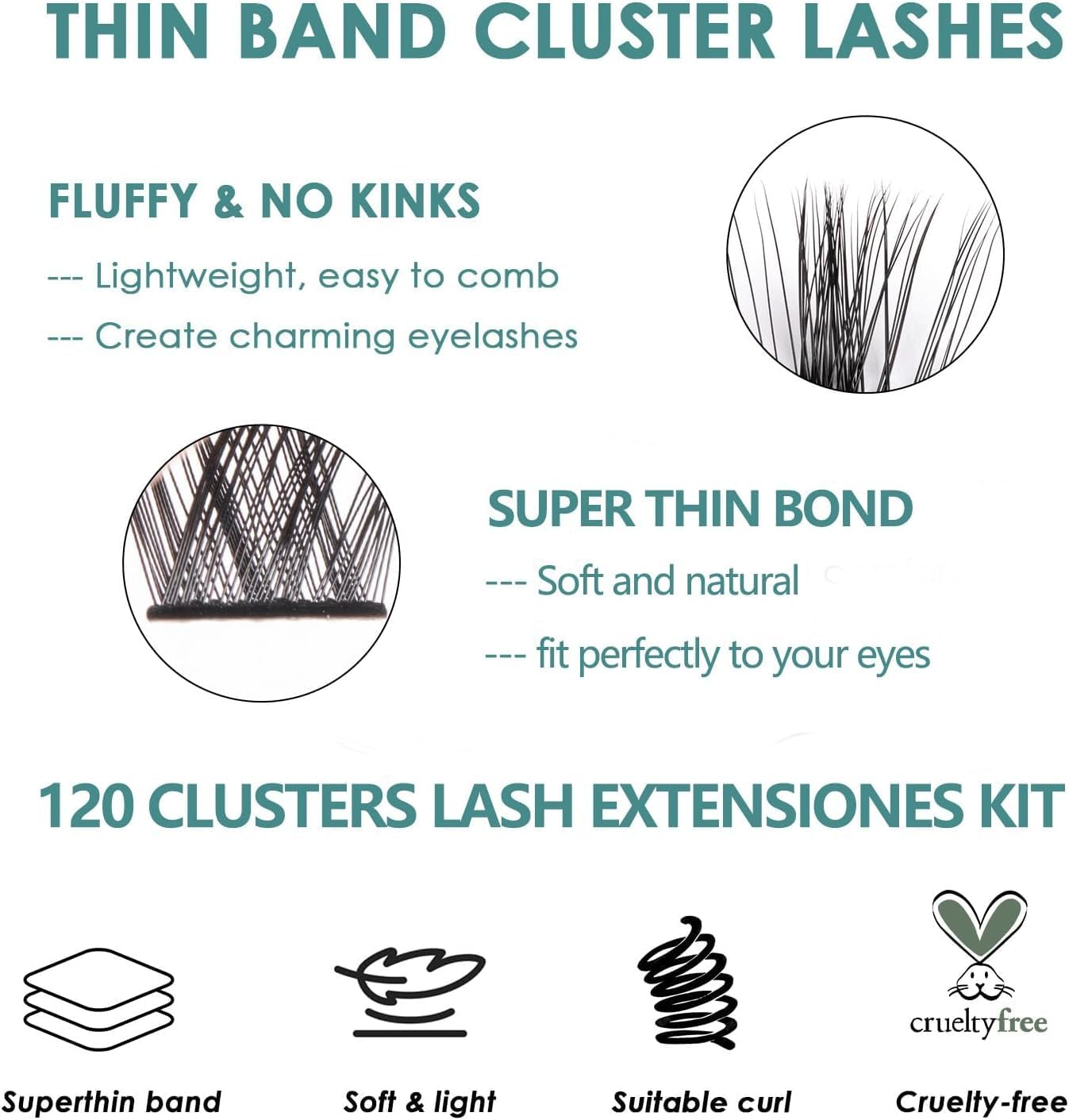 Lash Extension Kit-Individual Lashes with Bond and Seal-120 Lash Clusters DIY False Eyelashes Natural Cluster Lashes with Eyelash Glue and Lash Tweezers C D Curl 10/12/14/15/16Mm (120 C-Mix（10-16Mm）Kit, DM-28) image number 6