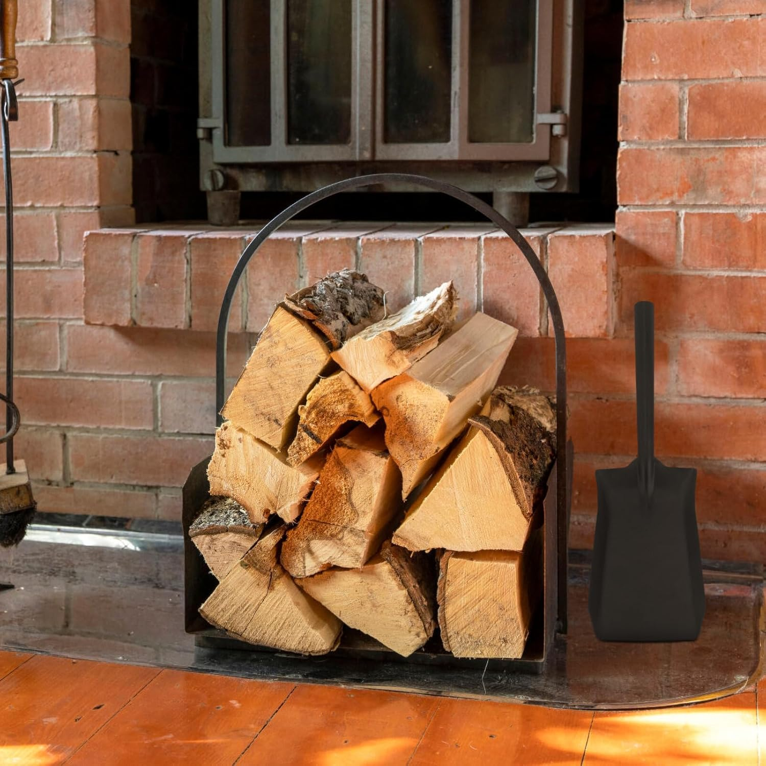 STOBAZA Fireplace Shovel Stainless Steel Ash Shovel with Handle Fireplace Scoop Coal Shovel Gardening Shovel for Wood Stove Hearth Cleaning Black image number 5