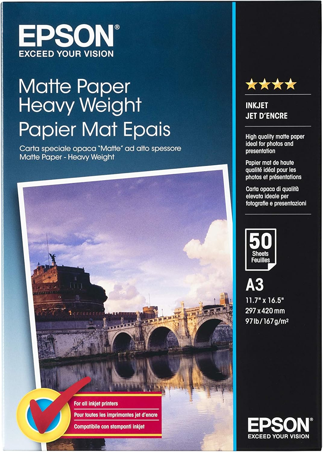 Epson C13S041261 A3 Matte Heavyweight Paper - Premium Glossy image number 1