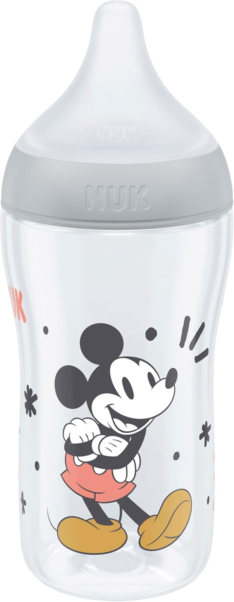 NUK Perfect Match Baby Bottles Set | 0-6+ Months | Adapts to Baby'S Palate | 3 X anti Colic Baby Bottles & Space Soother | Bpa-Free | Disney Mickey Mouse | 4 Count