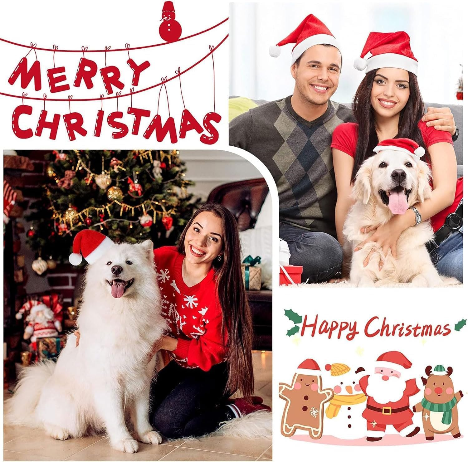 Christmas Hat Dog, Cats and Dogs Christmas Costume, Pet Scarf, Christmas Hat and Scarf for Dogs, Cats, Pet Costume Christmas Clothing, Pet Christmas Outfit Gift